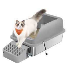 RECATE Stainless Steel Cat Litter Box - Slate Grey