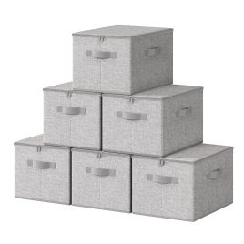 SIBOVA Set of 6 Foldable Storage Boxes - Light Grey