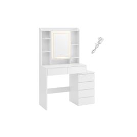 Dressing Table - SERVA LED Lights and Drawers 97.5 x 145 cm - White