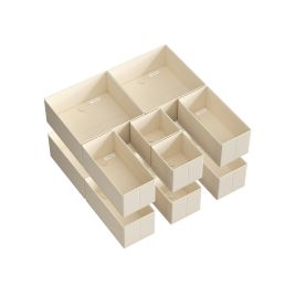 Drawer Organisers - AVOVA Foldable Fabric Set of 12 - Sand Beige