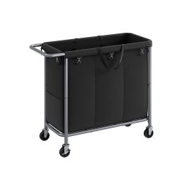 Laundry Basket - FINNOS 200L 3 Compartment on Wheel - Black