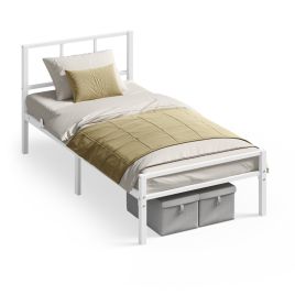 STPYRO Single Bed Frame with Headboard - Matte White