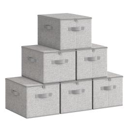 SIBOVA Set of 6 Foldable Storage Boxes with Lids - Dove Grey