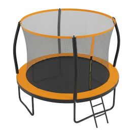 DALCROSS Kids Outdoor Trampoline with Safety Net - 10ft - Black and Orange