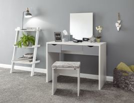 Dressing Table - ELIZABETH Dresser White and Grey 100cm