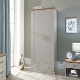 Wardrobe - KESWICK 2 Door Wardrobe Grey 78cm