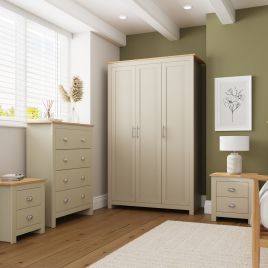 LEVIS 3 Door Wardrobe Set 4 Piece - Cream