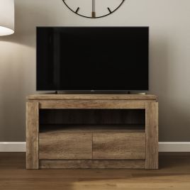 TV Stand - Miller Oak 2 Drawer TV Unit Grey Oak