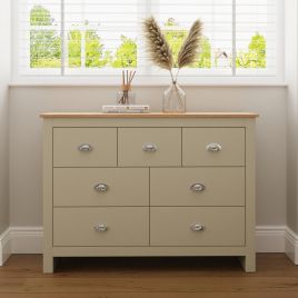LEVIS Cream Chest of Drawers - Large-sized, 7 Drawer