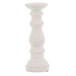 Matt White Ceramic Column Candle Holder - Small