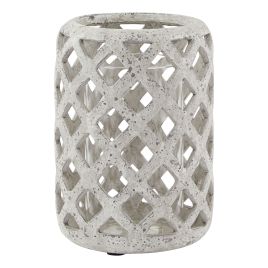 Stone Effect Hurricane Lantern - Grey