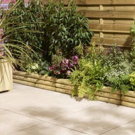 HALDREN Pack of 4 Wooden Horizontal Log Edging - Natural