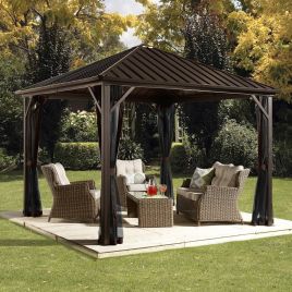 KINGSLEY Sojag Gazebo Aluminum Rustproof Frame Dark Grey - 3mx3m