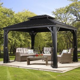 VALDORO Sojag Gazebo Aluminum Rustproof Frame Dark Grey - 3mx3.7m