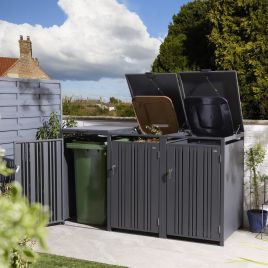 WEXLORD Triple Metal Outdoor Bin Storage - Anthracite