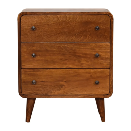 MINTO II Oak Finish Chest of Drawers - Small-sized, 3 Drawers