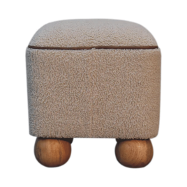 Isabeau Square Footstool with Ball Feet - Brown and Cream