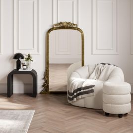 ENA Boucle Footstool - Ivory