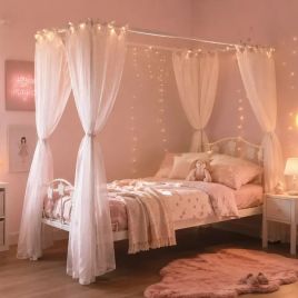 Single Bed - JAASIEL Metal Bed White 3ft