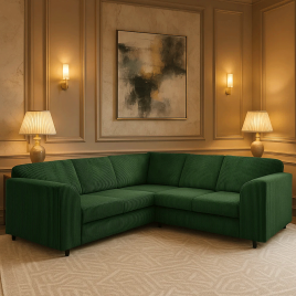 Jamba Full Back Jumbo Cord Corner Sofa - Green