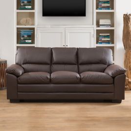 3 Seater Sofa - LEVRANO Leather Sofa - Brown