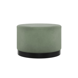Harlow Large Pouffe with Matte Black Base - Sage Velvet