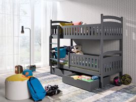 Juliet Wooden Bunk Bed with 2 Drawer Storage and Bonnell Foam Mattress - Graphite