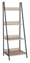 Loft Home Office Ladder Bookcase Unit with Metal Frames - Oak