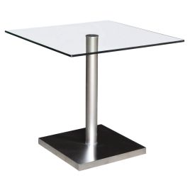 Oraibi Elegance Clear Glass Dining Table with Stainless Steel Frame