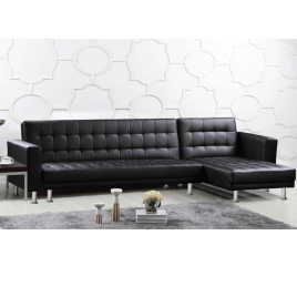 Bangor Corner Multi Functional Seamless Style Sofa Bed Leather Effect and PVC - Black