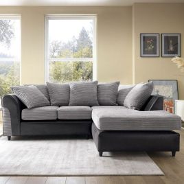 Spencer Cord Fabric Corner Sofa - Right Arm Black