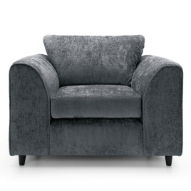 Gilliver Crushed Chenille Armchair - Dark Grey