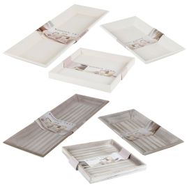 3 Sizes of Classic Wooden Square Rectangle Serving Platter - 3 Colour