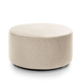 Bethan Velvet Qulited Swivel Footstool - Cream