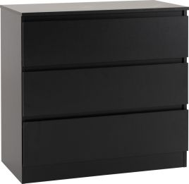 MALDEN Black Chest of Drawers - Medium-sized, 3 Drawers