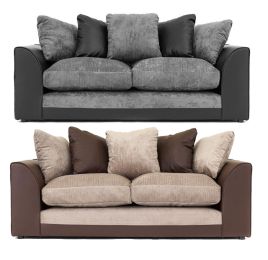 Dylan Chenille Fabric 3 Seater Sofa - Black Grey or Brown Beige