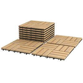 10 PCS Wood Tiles for Terrace and Balcony