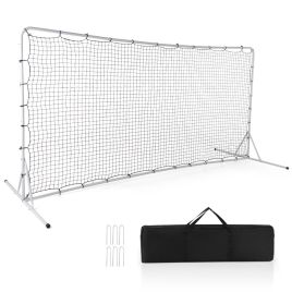 Football Net - Portable Soccer Rebounder Net with Carry Bag, Sturdy Metal Frame-White