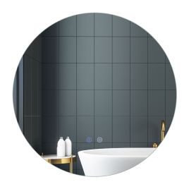 WVORA 60 Round LED Lighted Mirror Wall Mounted Bathroom Mirror