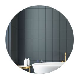 WVORA 70cm Round LED Lighted Mirror Wall Mounted Bathroom Mirror
