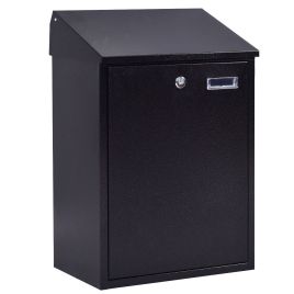 Lockable Steel Postbox - Wall Mounted Black