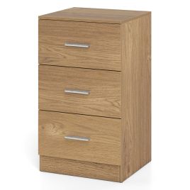 KLYRA Modern Bedside Table End Table with 3 Storage Drawers 2 Anti-tip Kits-Natural
