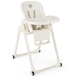 OVULTY 4-in-1 Foldable Baby High Chair with 6 Adjustable Heights and 5-Position Backrest-Beige
