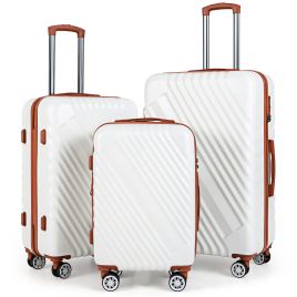 LUMISTRA Large/Medium/Small Carry on Suitcase Sets with Premium Wheels and TSA Approved Lock-White