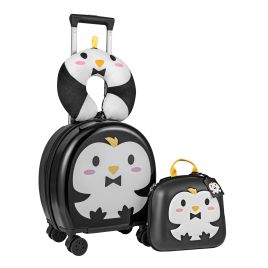 GLOWMERA 4-Piece Kid’s Luggage Set Kids Journey Suitcase Set-Black