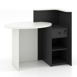 Computer Desk - Reception Desk with Lockable Drawer and Adjustable Shelf for Office Black and White 120cm