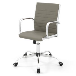 FROSTHOLLOW Height Adjustable Rolling High-Back Executive Chair for Home Office-Grey