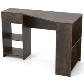 ANVE L-Shaped Computer Desk with Storage and Open Shelves for Living Room Bedroom-Rustic Brown