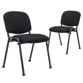 Office Chair - 2Pack Conference Chair Set with Metal Frame and Padded Cushion Black 56cm