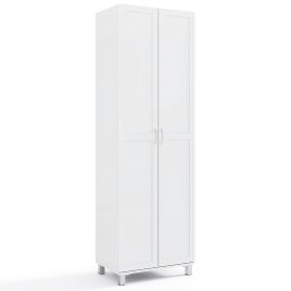 VARI Double Door Tall Storage Cabinet with Adjustable Shelf and Anti-tilt Design-White